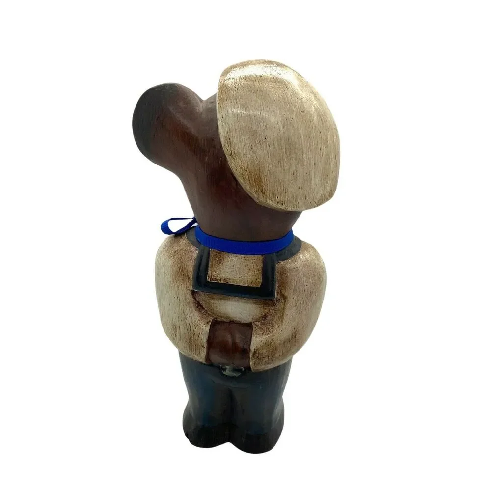 Sailor Bear Wooden Charming Little Fellow Primitive Carved Bear Figurine Retro